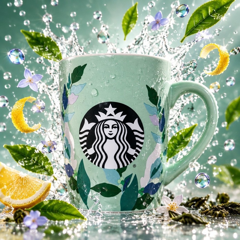 Starbucks Mug 2021 10oz Green Ceramic Coffee Cup Leaf Plant Design Mint Siren